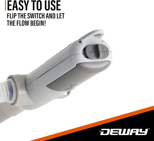 Miniatura 7 de Bomba automática de transferencia de combustible Deway con boquilla para control y parada rápidos de flujo, funciona con pilas AA, manguera extra
