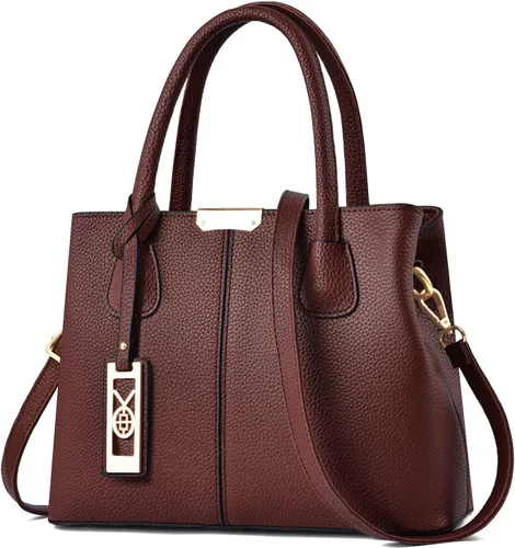 Miniatura 23 de CHICAROUSAL Monederos y bolsos de mano para mujer, bolsos cruzados de cuero, bolso de hombro para mujer A Grey Black