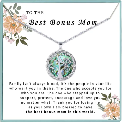 Miniatura 7 de SmileBelle Tree of Life Necklace as Birthday Gifts for Mom Grandma, Mom Gifts for Stepmom as Bonus Mom Gifts From Daughter, Silver Mother in Law
