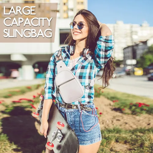 Miniatura 7 de JXWENBYX Bolso bandolera para mujer, de piel sintética, pequeño, bandolera, mochila cruzada a la moda, bolsa de pecho para viajar, senderismo