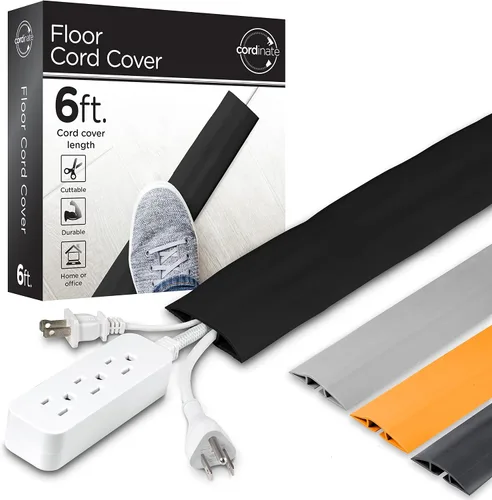 Cordinate - Cubierta de cable de piso de 6 pies, protector de cable, oculta cables de extensión, protege cables, previene caídas de cables,