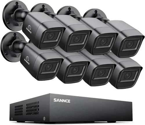 SANNCE Sistema de cámara de seguridad 1080P 8CH H.264+ 1080N DVR de vigilancia en el hogar y (8) × 1080P cámara CCTV resistente a la intemperie al