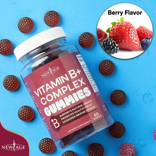 Miniatura 6 de NEW AGE - Gomitas de complejo de vitamina B con vitamina B3, B5, B6, B7, B9 y B12, con biotina, ácido fólico y vitamina C, sin gluten, veganas