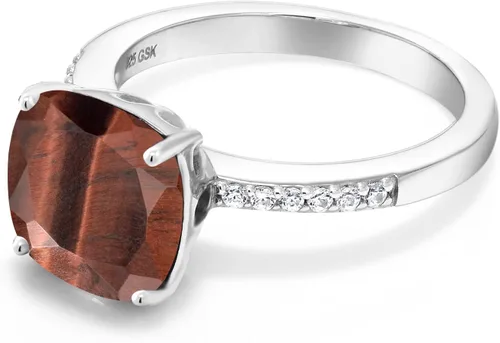 Miniatura 81 de Gem Stone King Anillo de compromiso de plata de ley 925 con piedra preciosa de corte cojín de 0.39 pulgadas Anillo de compromiso de aniversario