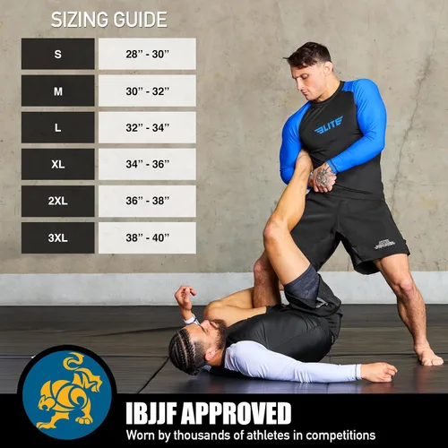 Miniatura 5 de Elite Sports - Shorts de combate para hombre, color negro, para combates MMA, BJJ, Jiu Jitsu