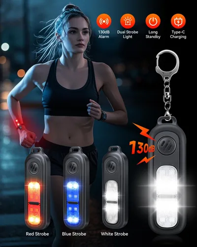 Miniatura 3 de ELECPOW Alarmas personales de 130 dB, llavero y clip de alarma portátil para mujeres, autodefensa, correr y viajar, alarma de violación para mujeres