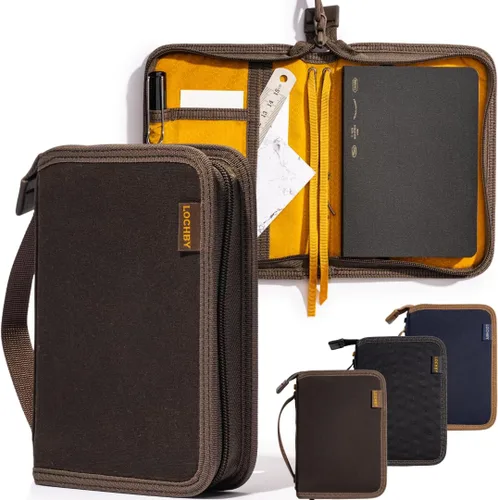 Miniatura 20 de LOCHBY® Carpeta Field A5 Cubierta de carpeta de 6 anillas Lona encerada resistente al agua Diseño plano Sistema A5 apto para recargar
