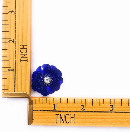 Miniatura 4 de Paquete de 12 apliques de lentejuelas multicolor de 1 1/4 pulgadas, cuentas de cristal, mezcla de flores para coser en tela, accesorio de ropa