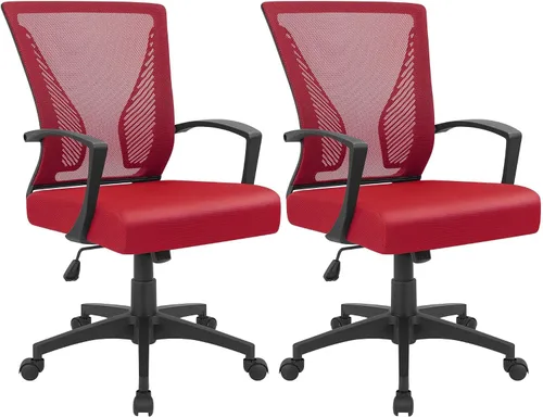 Miniatura 19 de Furmax Silla de oficina ergonómica de escritorio para computadora, silla de malla, respaldo medio, soporte lumbar giratorio con reposabrazos