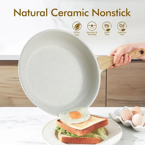 Miniatura 2 de SENSARTE Sartén de cerámica antiadherente para freír, sartén para tortilla de 11 pulgadas, sartén saludable no tóxica compatible con inducción