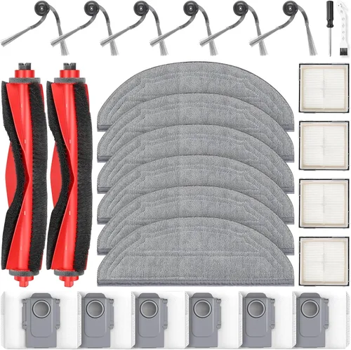 Kit de repuesto de 26 piezas para aspiradora robot Q10 S5+, 2 cepillos principales, 4 filtros HEPA, 6 almohadillas para trapeador, 6 cepillos