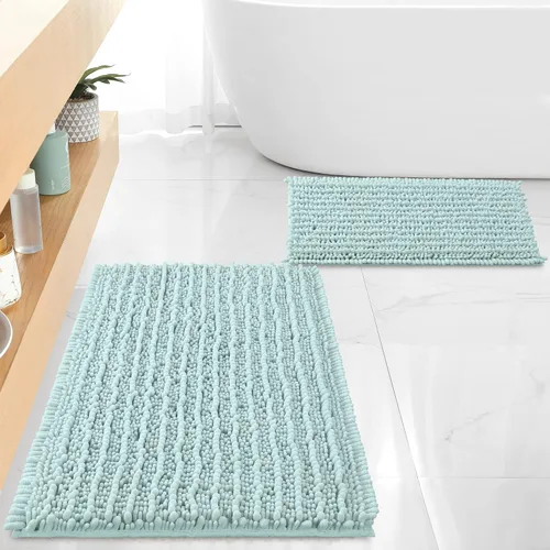 Miniatura 25 de FLOLEOPA Alfombras de Baño de Chenille de Lujo Color Beige Juego de Tapetes de Baño, Extra Suaves y Absorbentes Alfombras de Baño Antideslizantes