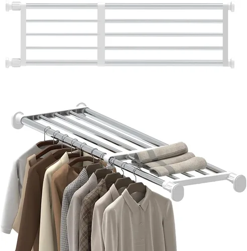 Hershii Estante expandible con sistema de armario de barra resistente, colgador de ropa ajustable para bricolaje, organizador de almacenamiento para