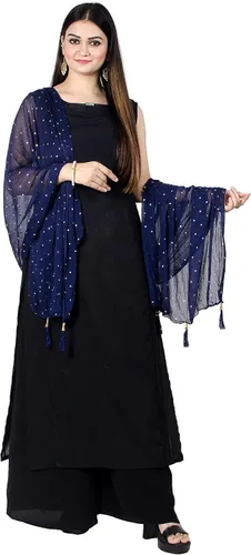 Miniatura 14 de Chandrakala Chal Dupatta de gasa para mujer, chal envolvente Chunni, beige (D191-P)