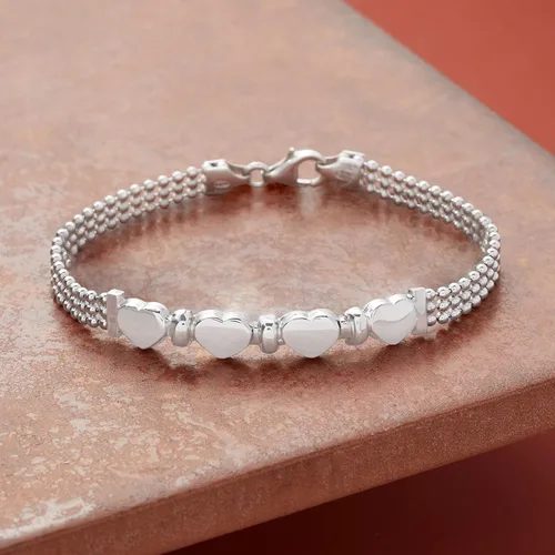 Miniatura 6 de Ross-Simons Italian Sterling Silver Heart Beaded Bracelet