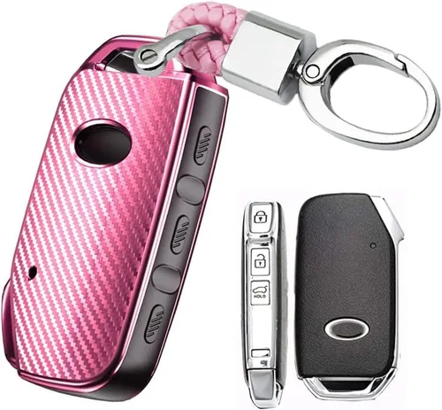 SANRILY Funda para llavero con textura de fibra de carbono para Kia Cerato Forte Sorento Sportage R GT Stinger GT Keyless Remote Llavero Holder Soft