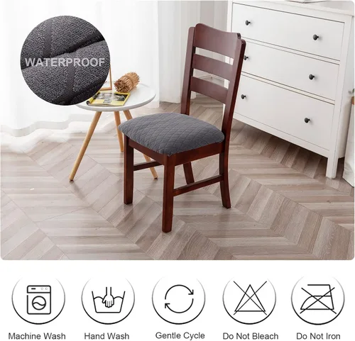 Miniatura 7 de Genina - Fundas impermeables de asiento para sillas de comedor, fundas de silla elásticas removibles y lavables para comedor y cocina, fundas