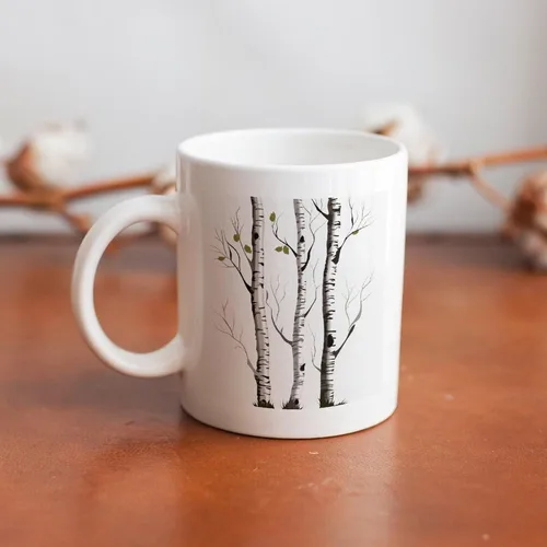 Miniatura 8 de Birch Tree Coffee Cup Ceramic, Sublimation Mugs with Large Handle for Tea, Personalized Machine Washable Drinking Mug for Buffets, Home, And