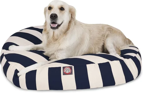 Miniatura 26 de Majestic Pet Products - Cama redonda pequeña para perros con rayas verticales negras para interiores y exteriores, con funda extraíble y lavable