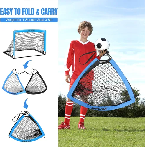 Miniatura 6 de Portería de fútbol para niños de nivel profesional en el patio trasero, red de fútbol de poliéster de 5 capas resistente a desgarros y postes de 10