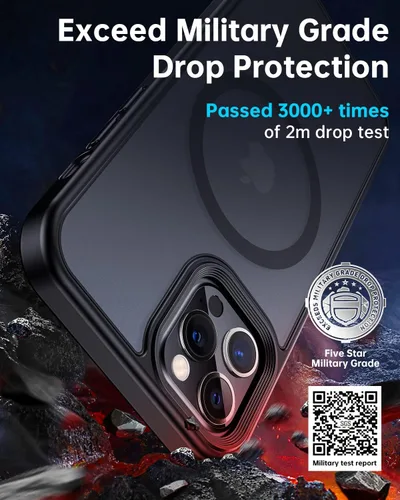 Miniatura 5 de Meifigno- Funda magnética diseñada para el iPhone 12 Pro Max, [protección de grado militar y compatible con MagSafe], parte trasera mate translúcida