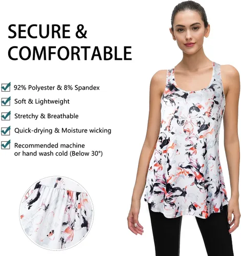 Miniatura 64 de Cestyle - Camiseta sin mangas para mujer, cuello redondo, corte holgado, para entrenamiento
