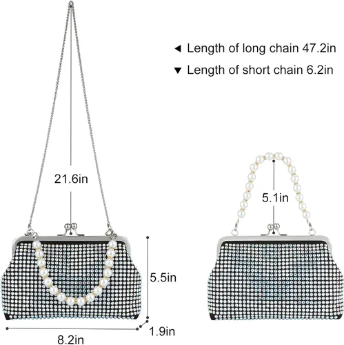 Miniatura 5 de Evevictor Bling Clutch Purse for Women, Rhinestone Crossbody Handbag, Shiny Evening Bags, Fashion Money Handbag