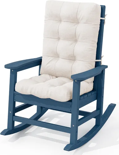 Miniatura 18 de KINGYES Mecedoras de polietileno de alta densidad para exteriores, sillas mecedoras para patio con soporte de 330 libras, balancín suave para porche