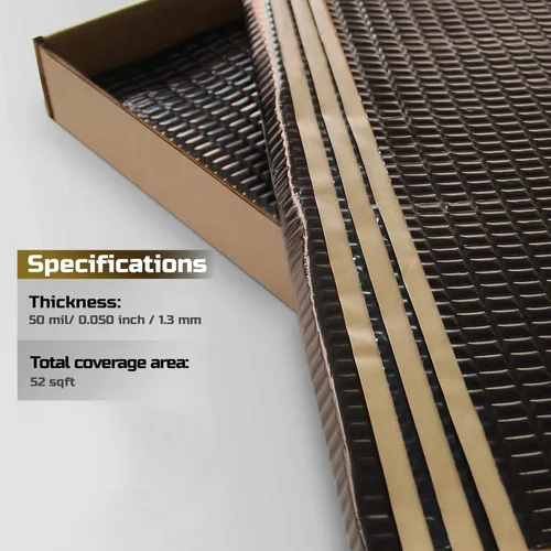 Miniatura 3 de Siless Alfombrilla Insonorizante Negra de 50 mil 52 pies cuadrados - Alfombrilla Insonorizante - Material de Amortiguación de Sonido para Automóvil