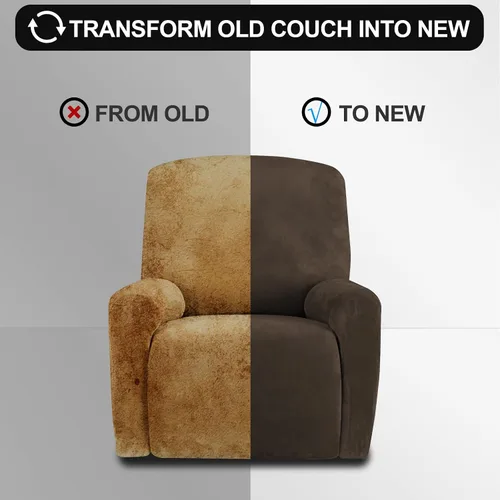 Miniatura 5 de FestiCorp Fundas para sillón reclinable de terciopelo real, 4 piezas de fundas para sillón reclinable pequeño Lazy Boy, fundas elásticas para sofá