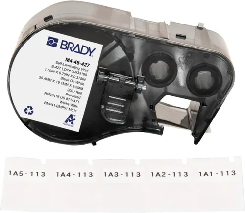 Miniatura 13 de Brady Auténticas etiquetas envolventes de vinilo autolaminables (M4-91-427) de 1.5 pulgadas de alto x 1 pulgada de ancho, negro sobre blanco