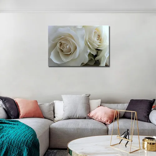 Miniatura 3 de First Wall Art - Enormes rosas en blanco puro arte de la pared pintura imágenes impresas en lienzo flor la imagen para decoración moderna del hogar