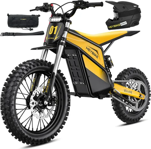 Miniatura 12 de Heybike Villain - Motocicleta eléctrica de motocross de 4160 W E con batería de 52 V 26 AH, motocicleta eléctrica de neumático grueso de 14