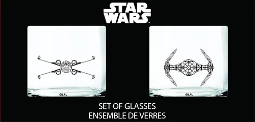 Miniatura 4 de Juego de Vasos Star Wars - X-Wing & TIE Fighter - Juego de Regalo Coleccionable de 2 Copas de Cóctel - Capacidad de 10 oz - Diseño Clásico - Base