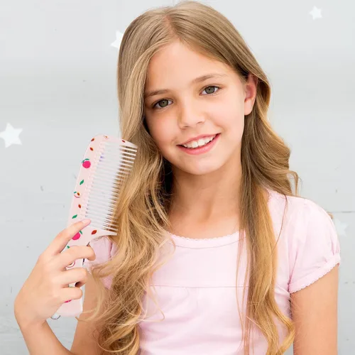Miniatura 8 de Juego de peines para bebé, peine pequeño y lindo de dientes finos para niños pequeños y cola de rata para peinar, peine rosa para pelitos de bebé