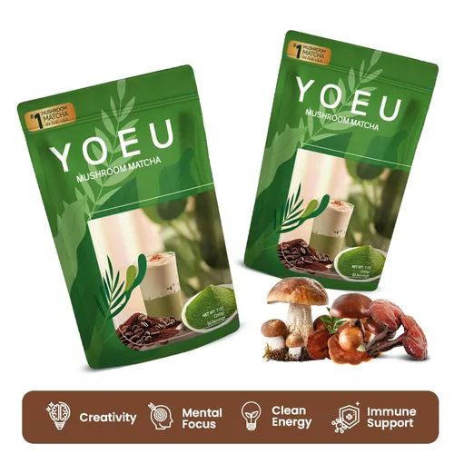 Miniatura 6 de 6.35 oz, polvo orgánico de hongos matcha, matcha japonés y 12 ingredientes naturales, café instantáneo, polvo con leche, alternativa al café