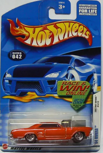 Miniatura 2 de Hot Wheels primeras ediciones # 32 2002 – 042 – '64 (1964) Rojo Riviera Morado Windows raza/tarjeta de Win escala 1: 64