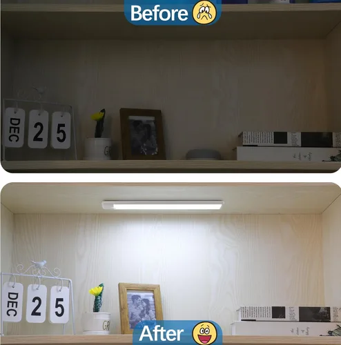 Miniatura 6 de Luces con sensor de movimiento para debajo del gabinete, luz magnética recargable debajo del armario, barra de luz nocturna inalámbrica adhesiva