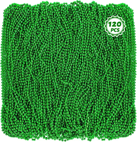 Miniatura 22 de Huskein 120 accesorios de Mardi Gras, collar de cuentas de 33 pulgadas, cuentas de Mardi Gras, collar de cuentas negras, cuentas a granel para Negro
