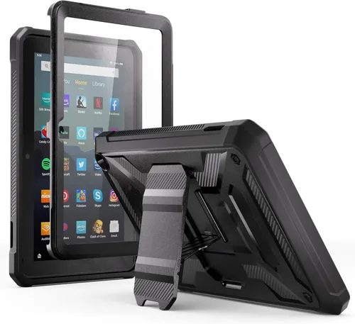 DJ&RPPQ - Funda para tablet Kindle Fire 7 (12ª generación, versión 2022) – DJ&RPPQ Lightweight Armor Series Full Body Rugged Soporte de Negro