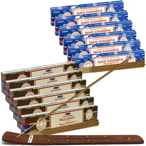 Miniatura 14 de Varillas de incienso de Sangre de Dragón y Palo Santo con soporte, paquete de variedad de la marca House of Nag Champa y Trumiri