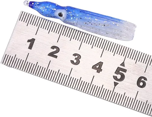 Miniatura 2 de Señuelos de pesca de calamar, 20 faldas artificiales suaves de pulpo, cebo de pesca de agua salada, tamaño de 1.2 pulgadas para pescadores de aguas