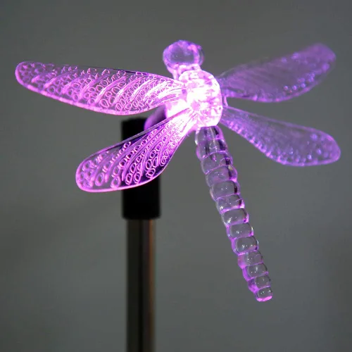 Miniatura 3 de Paquete de 2 luces solares de jardín al aire libre, impermeable, luz LED que cambia de color, libélula solar para paisaje, luz de estaca