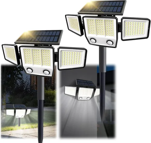 Miniatura 10 de MDCMDCM Luces solares para exteriores con sensor de movimiento, impermeables, 3000 lúmenes, 3 modos, luces de seguridad para exteriores, iluminación