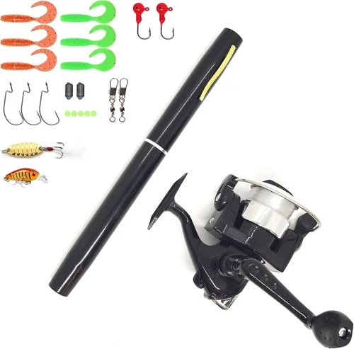 Miniatura 8 de Kits de caña de pescar portátil y pequeña caña de pescar, de 38 pulgadas y 55 pulgadas, kits de caña de pescar telescópica compacta para todas