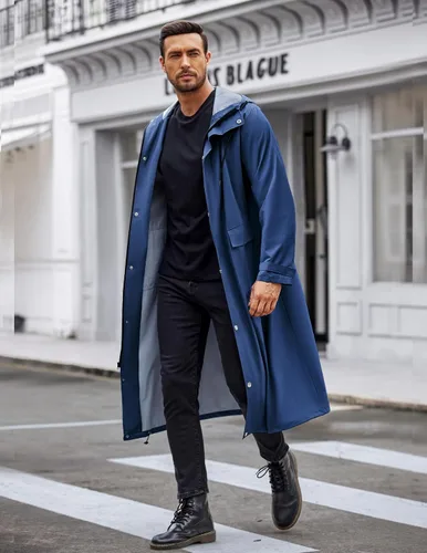 Miniatura 3 de COOFANDY Chaqueta impermeable para hombre con capucha, impermeable, ligera, activa, larga