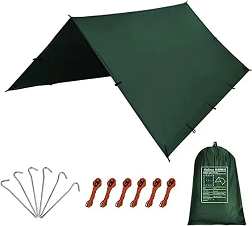 KALINCO Lona impermeable para camping, hamaca para tienda de campaña, mosca de lluvia, 10 x 10 pies, 10 x 15 pies, lona ligera multifuncional para