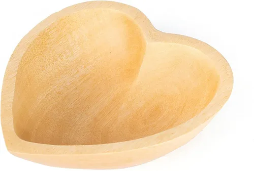 Miniatura 16 de WitnyStore Cuenco en forma de corazón de 6 pulgadas, funcional y coleccionable, cuenco de madera hecho a mano para servir frutos secos, postres
