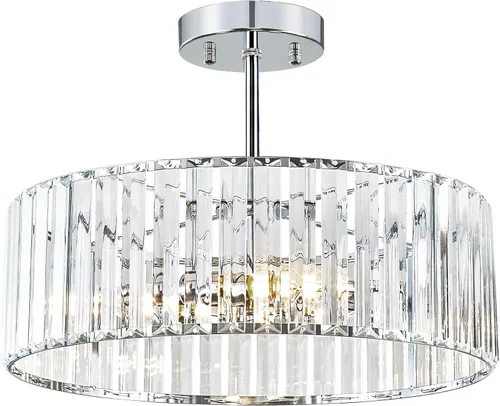 Miniatura 11 de Pevfah Lámpara de techo negra de cristal, moderna lámpara de techo semiempotrada, accesorios de iluminación de pasillo redondo para cocina, entrada
