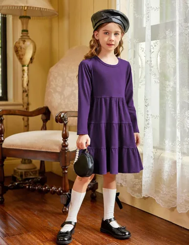 Miniatura 3 de Arshiner Vestido de manga larga para niña con volantes, tipo túnica